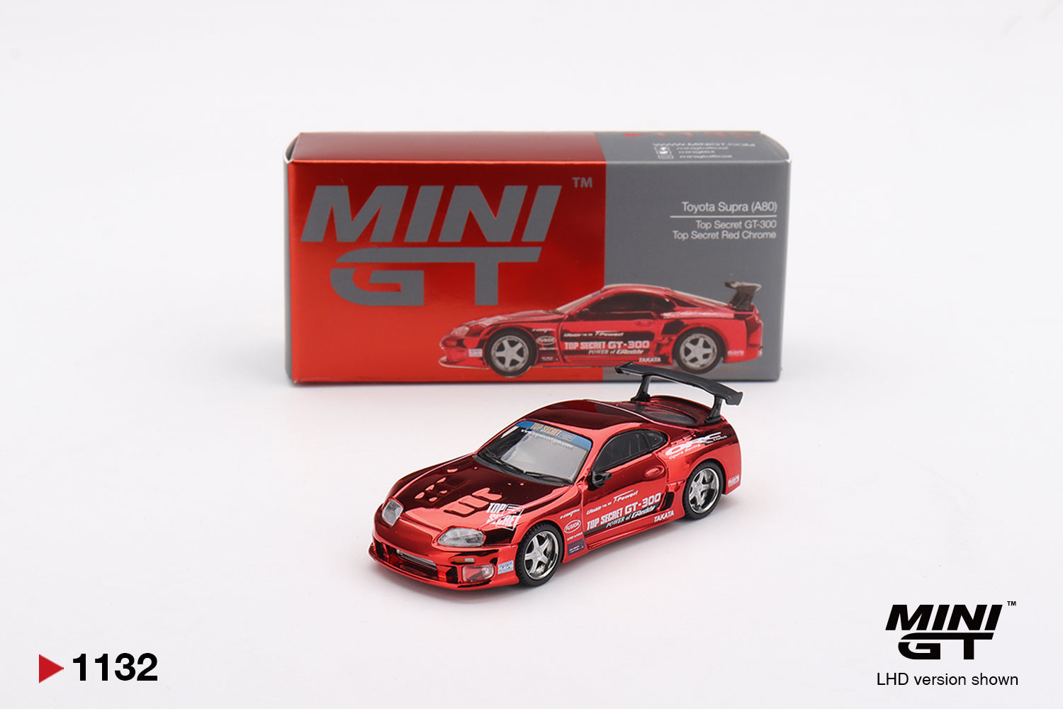 Mini GT Toyota Supra (A80) Top Secret GT-300 Top Secret Red Chrome #1132 (BOX)