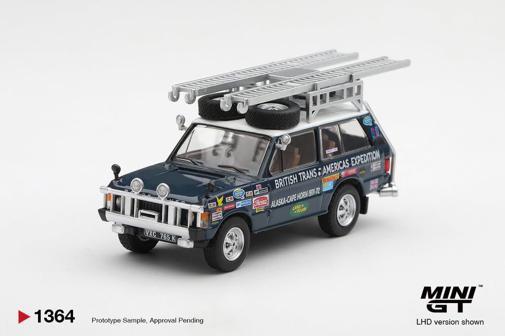 Mini GT RANGE ROVER 1971 BRITISH TRANS-AMERICAS EXPEDITION #1364 - Pre-Order
