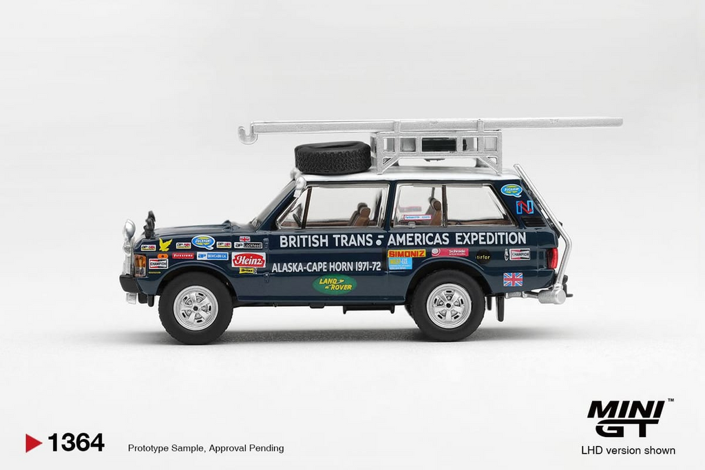 Mini GT RANGE ROVER 1971 BRITISH TRANS-AMERICAS EXPEDITION #1364 - Pre-Order