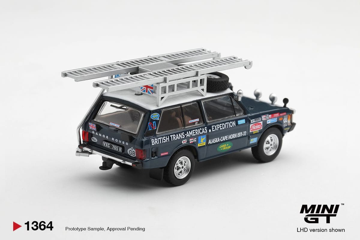 Mini GT RANGE ROVER 1971 BRITISH TRANS-AMERICAS EXPEDITION #1364 - Pre-Order