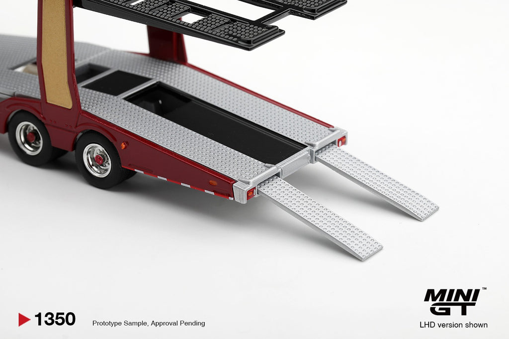 Mini GT SCANIA 770S A6X4NA CAR TRANSPORTER V8 50TH ANNIVERSARY WITH CAR TRANSPORTER RED  #1350 - Pre-Order