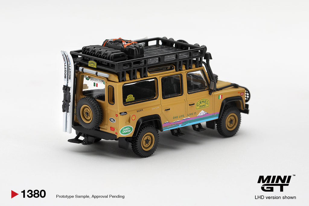 Mini GT LAND ROVER DEFENDER 110 1998 CAMEL TROPHY TIERRA DEL FUEGO CT.24 ITALY #1380 - Pre-Order