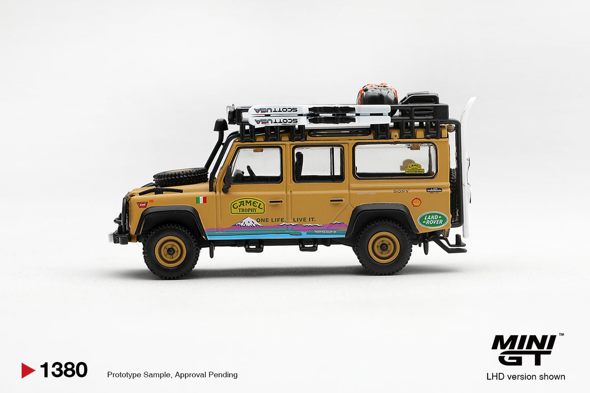 Mini GT LAND ROVER DEFENDER 110 1998 CAMEL TROPHY TIERRA DEL FUEGO CT.24 ITALY #1380 - Pre-Order