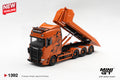 Mini GT SCANIA 770S B8X4NA HOOKLIFT FLATBED ORANG #1392 - Pre-Order
