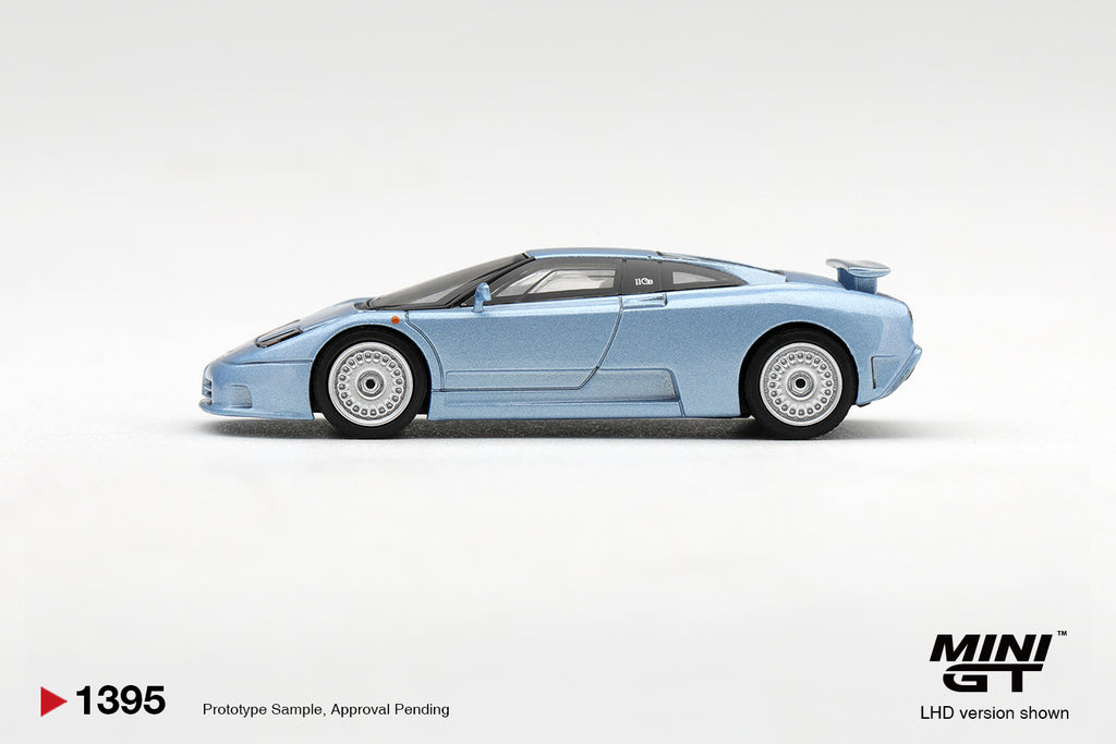 Mini GT BUGATTI EB110 GT AZZURRO METALLIZZATO MONDIAL DE L'AUTOMOBILE 1992 #1395 - Pre-Order