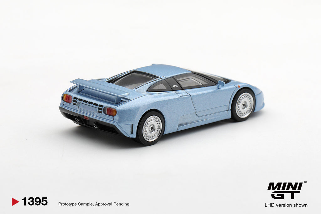 Mini GT BUGATTI EB110 GT AZZURRO METALLIZZATO MONDIAL DE L'AUTOMOBILE 1992 #1395 - Pre-Order
