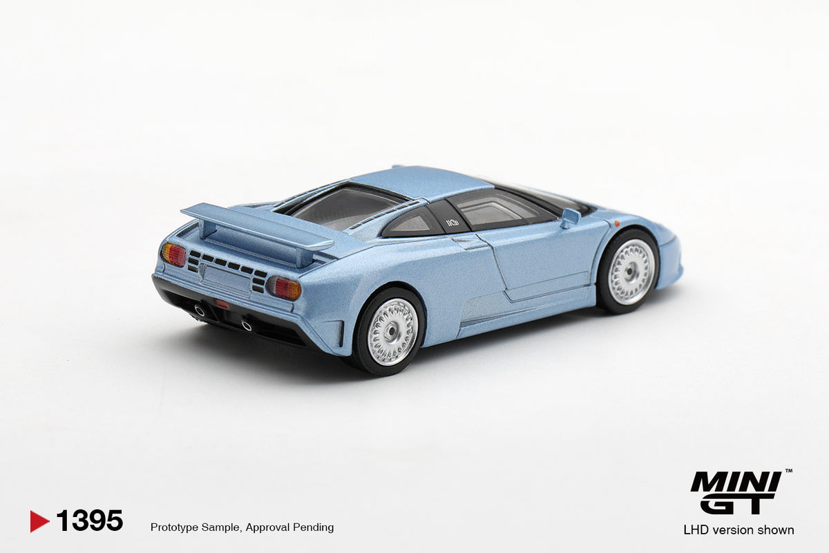 Mini GT BUGATTI EB110 GT AZZURRO METALLIZZATO MONDIAL DE L'AUTOMOBILE 1992 #1395 - Pre-Order