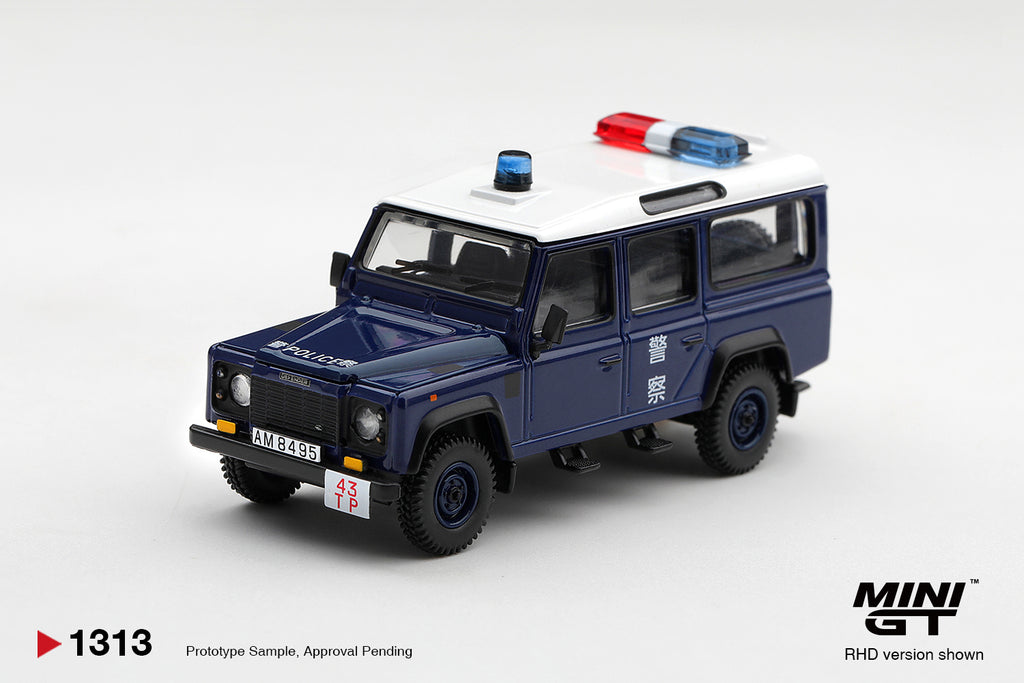 Mini GT LAND ROVER DEFENDER 110 ROYAL HK POLICE TAI PO DISTRICT HK EXCLUSIVE #1313 BL - Pre-Order