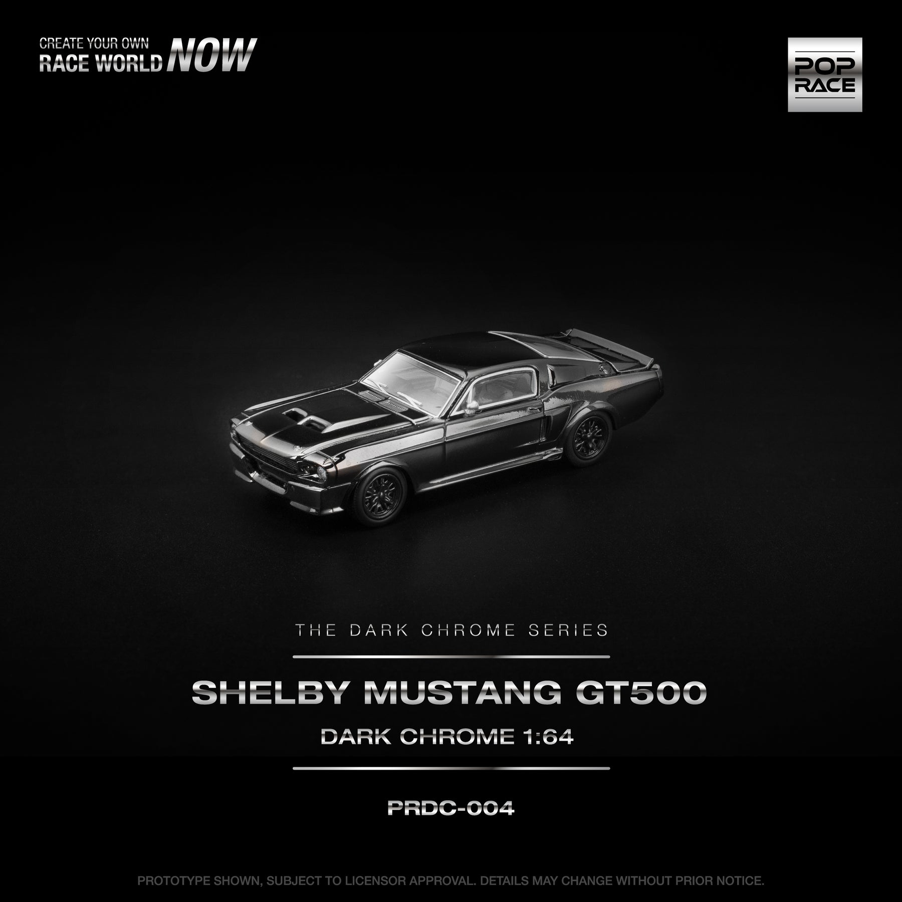 Pop Race SHELBY MUSTANG GT500 DARK CHROME #PRDC004