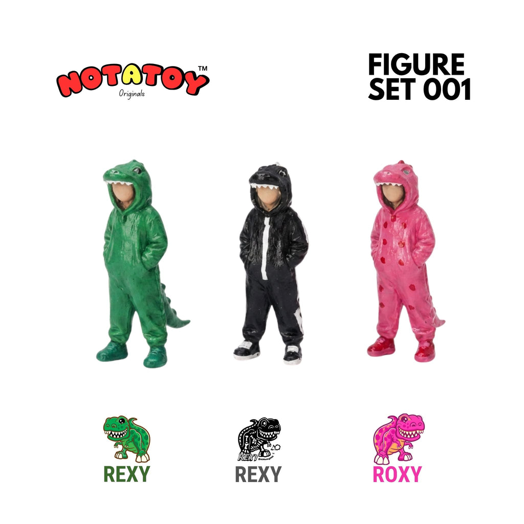 (Pre-Order) notatoy Figure Set 001 – 1:64 Hand-Painted Resin Figure Set (Rexy, Roxy & Skeleton Rexy) - PO open till 24th july