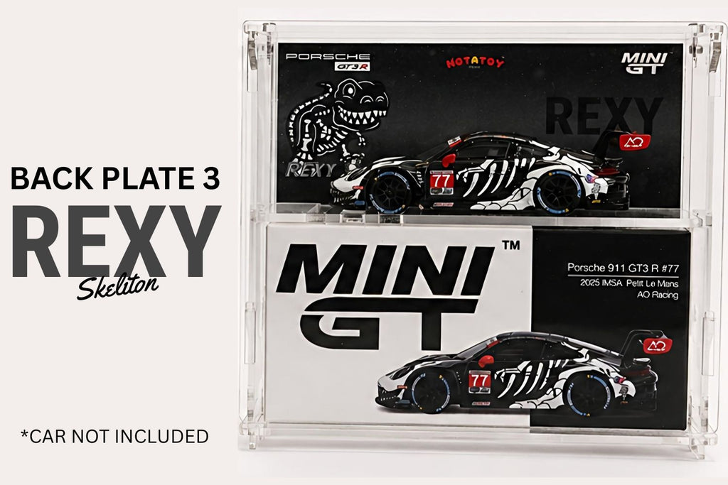 Notatoy NOTATOY Acrylic Display Case for Mini GT (1 Piece) + AO Racing Theme Backplate Bundle (3 Designs)