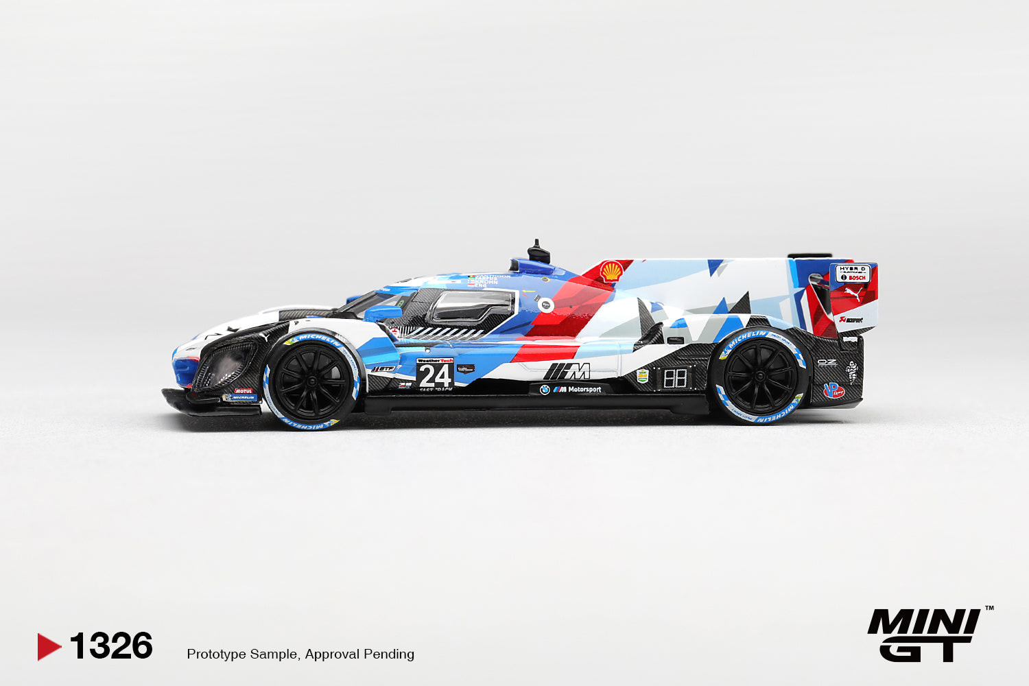(Pre-Order) Mini GT BMW M HYBRID V8 GTP 24 BMW M TEAM RLL 2024 IMSA DAYTONA 24 H #1326 (BOX)