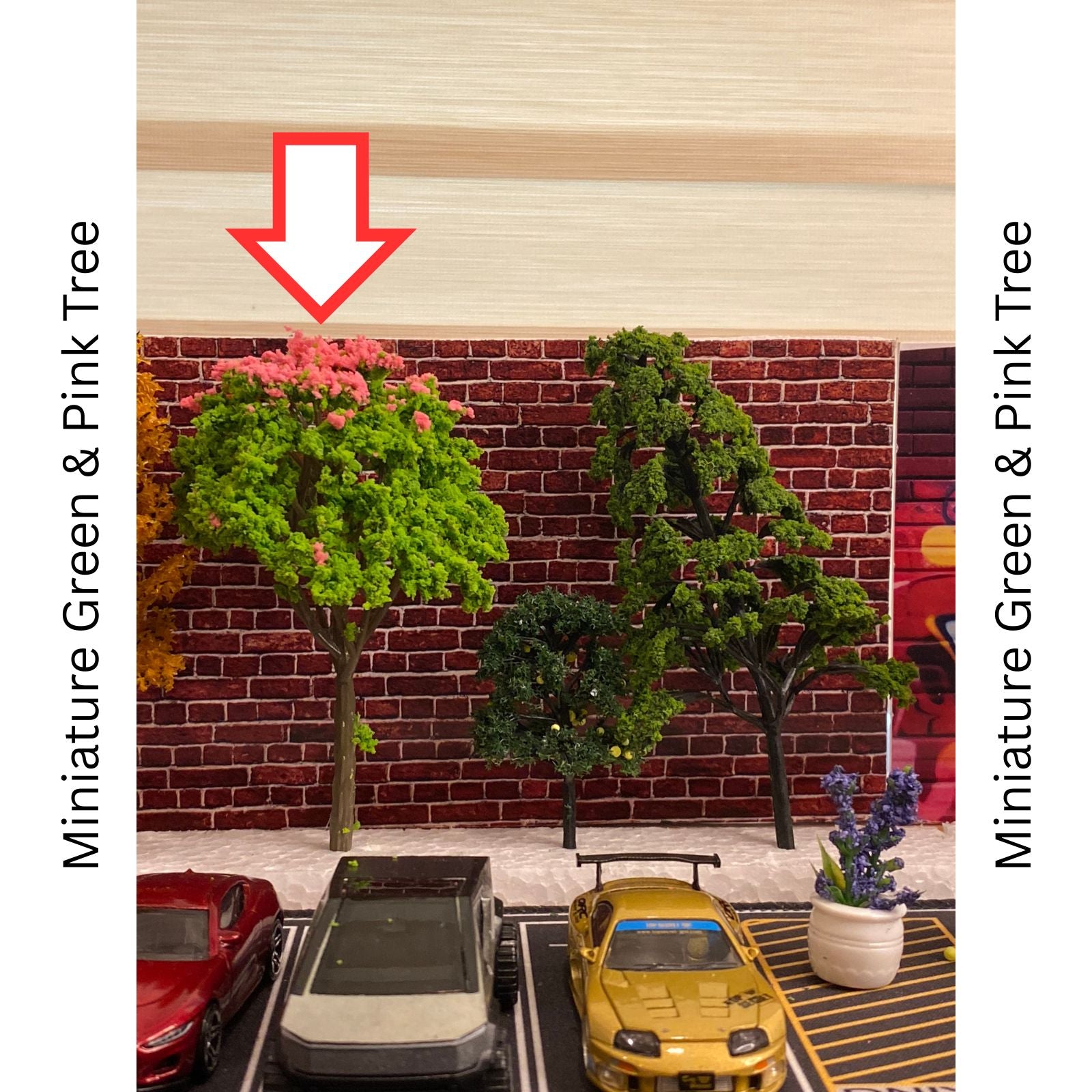 Miniature Green & Pink Tree 1pc