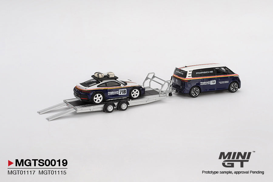 Mini GT PORSCHE 911 DAKAR 718  VOLKSWAGEN ID BUZZ PORSCHE CENTRUM GELDERLAND ROUGHROADS SET #MGTS00191205