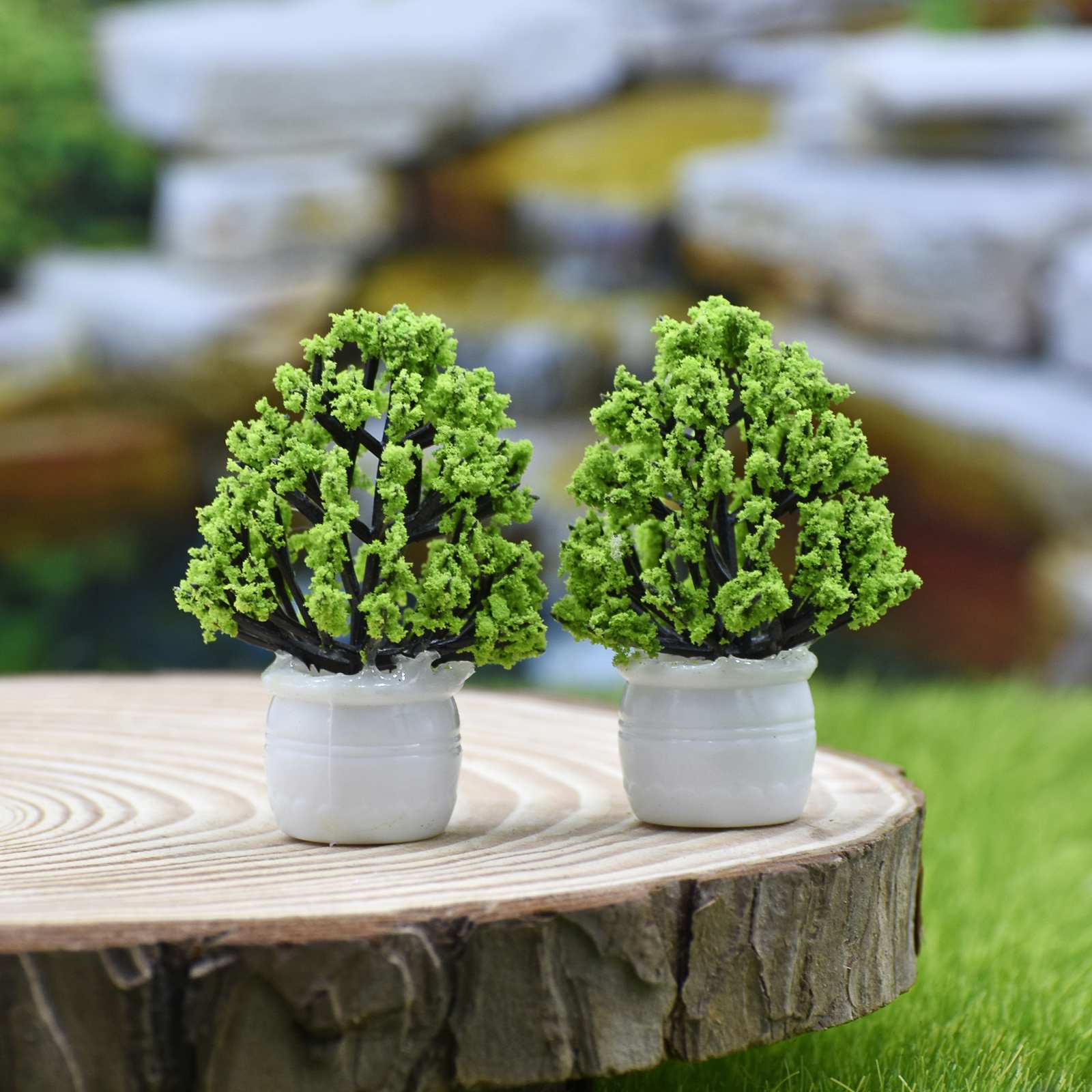 Miniature Flower Pot Green 2 Pcs
