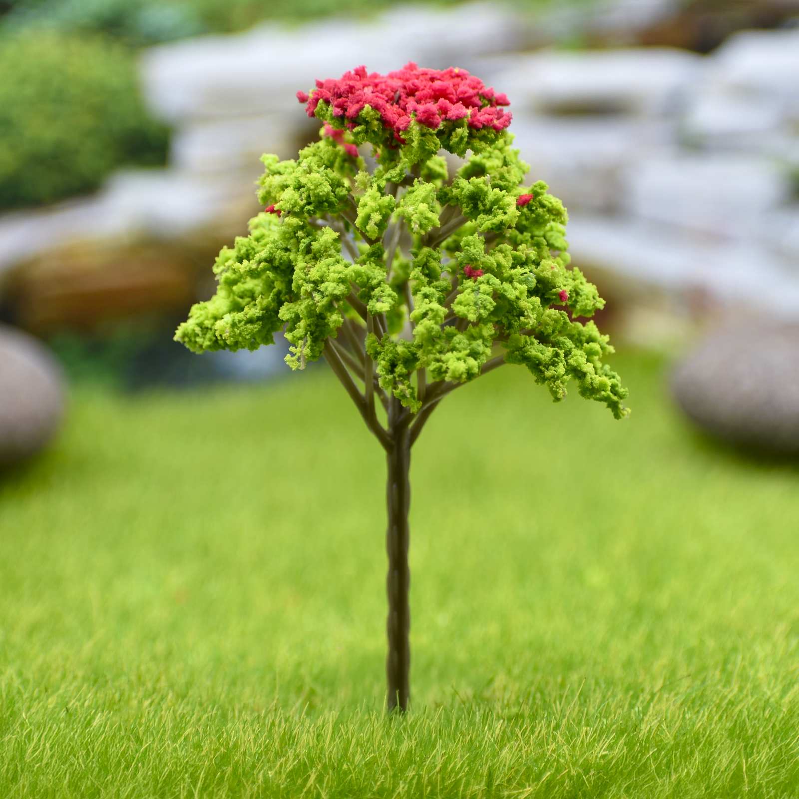 Artificial Miniature Green & Red Tree 1pc