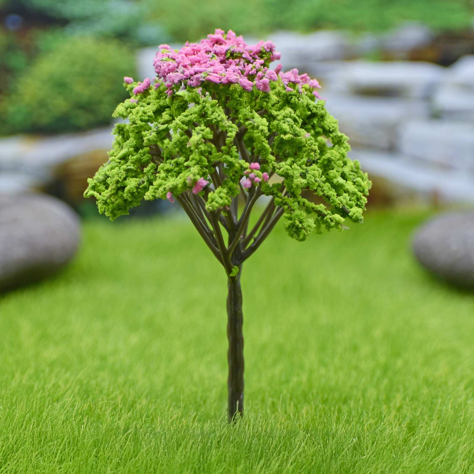Miniature Green & Pink Tree 1pc