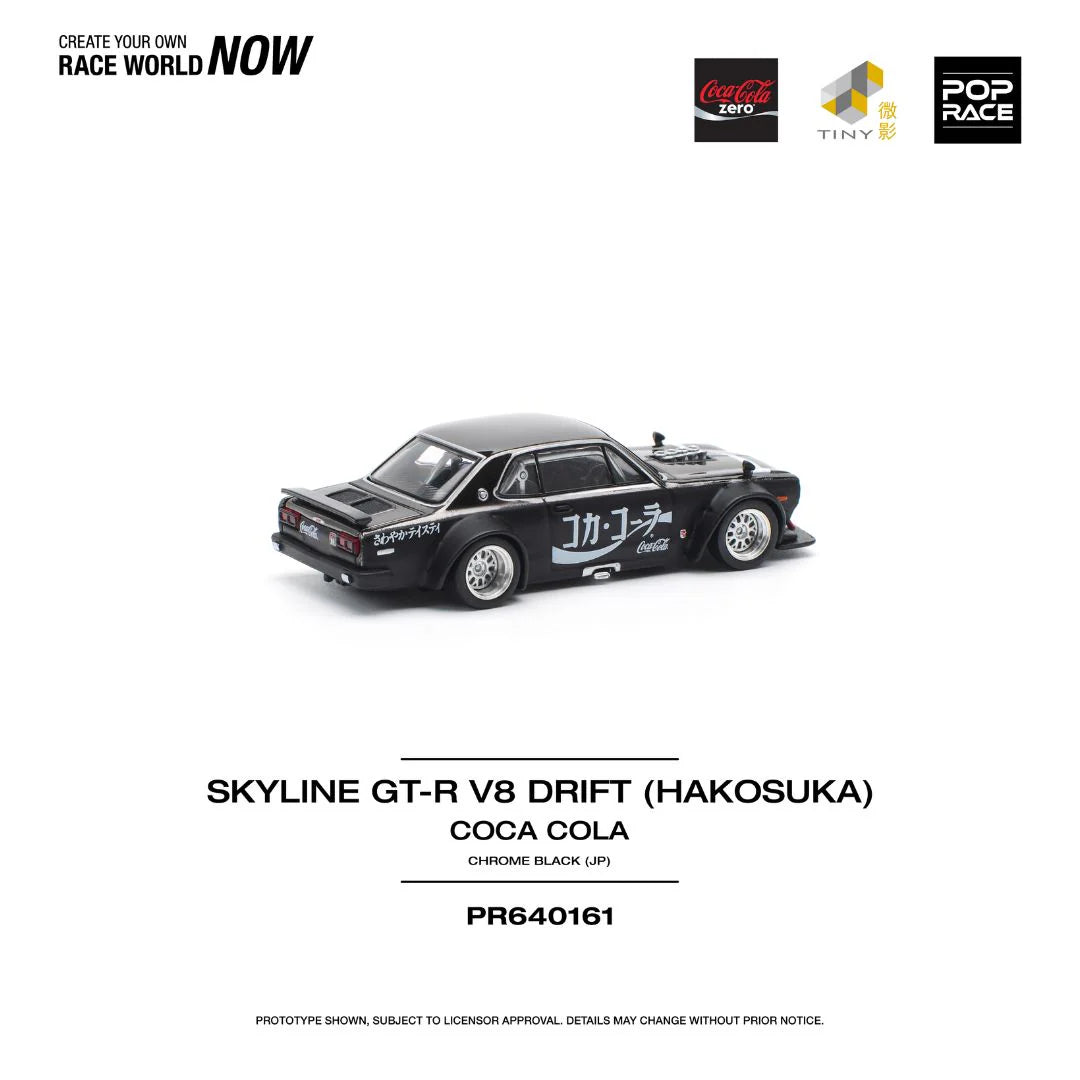 Pop Race Skyline GT-R V8 Drift (Hakosuka) Coca Cola Chrome Black (JP) #PR640161