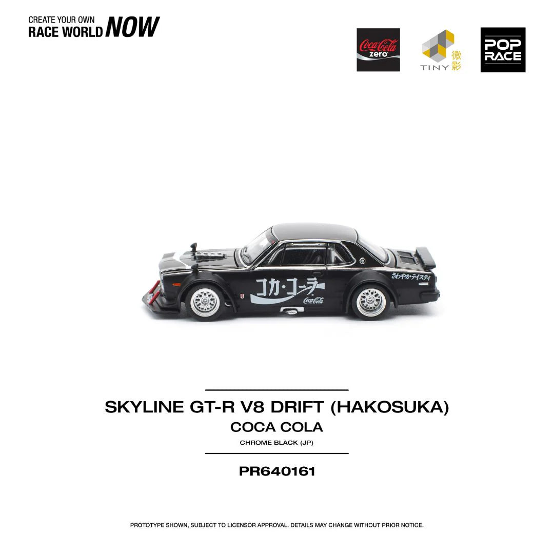 Pop Race Skyline GT-R V8 Drift (Hakosuka) Coca Cola Chrome Black (JP) #PR640161