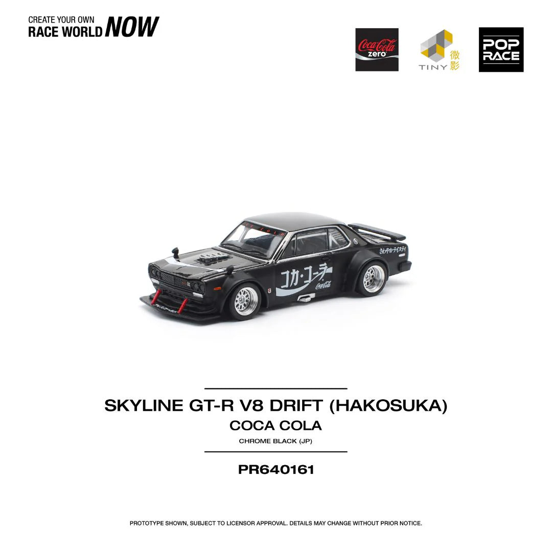 Pop Race Skyline GT-R V8 Drift (Hakosuka) Coca Cola Chrome Black (JP) #PR640161