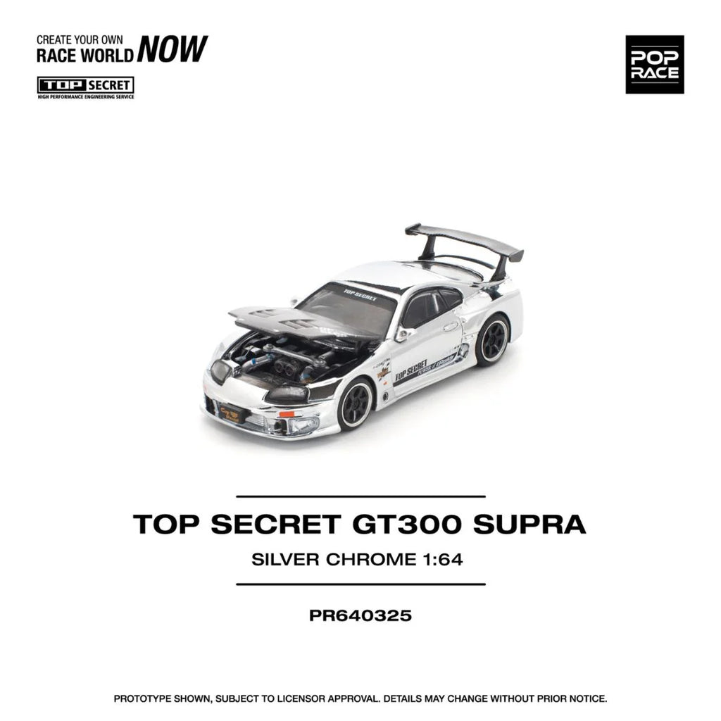 Pop Race Top Secret GT300 Supra Silver Chrome #PR640325
