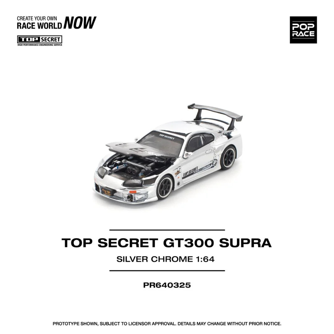 Pop Race Top Secret GT300 Supra Silver Chrome #PR640325