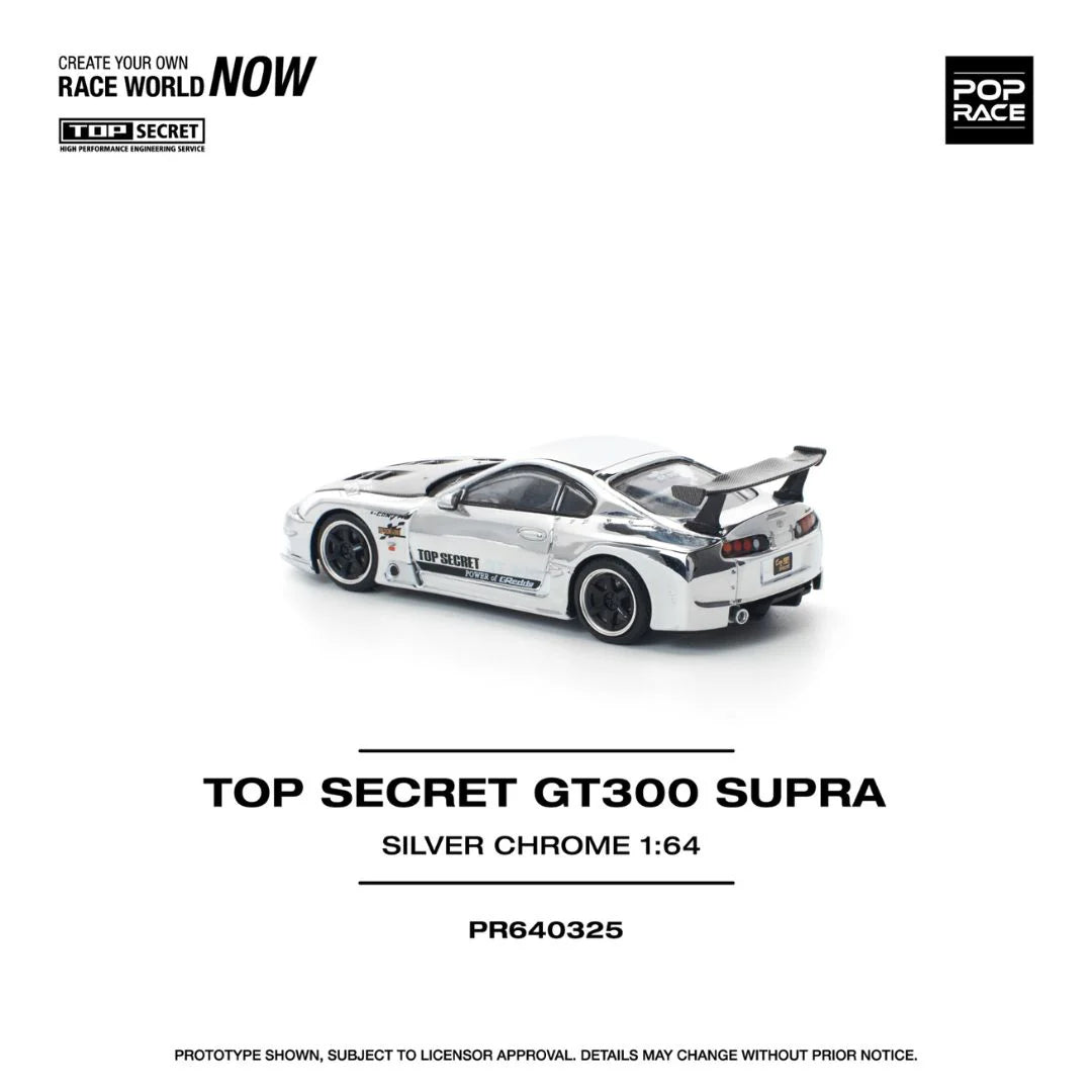 Pop Race Top Secret GT300 Supra Silver Chrome #PR640325