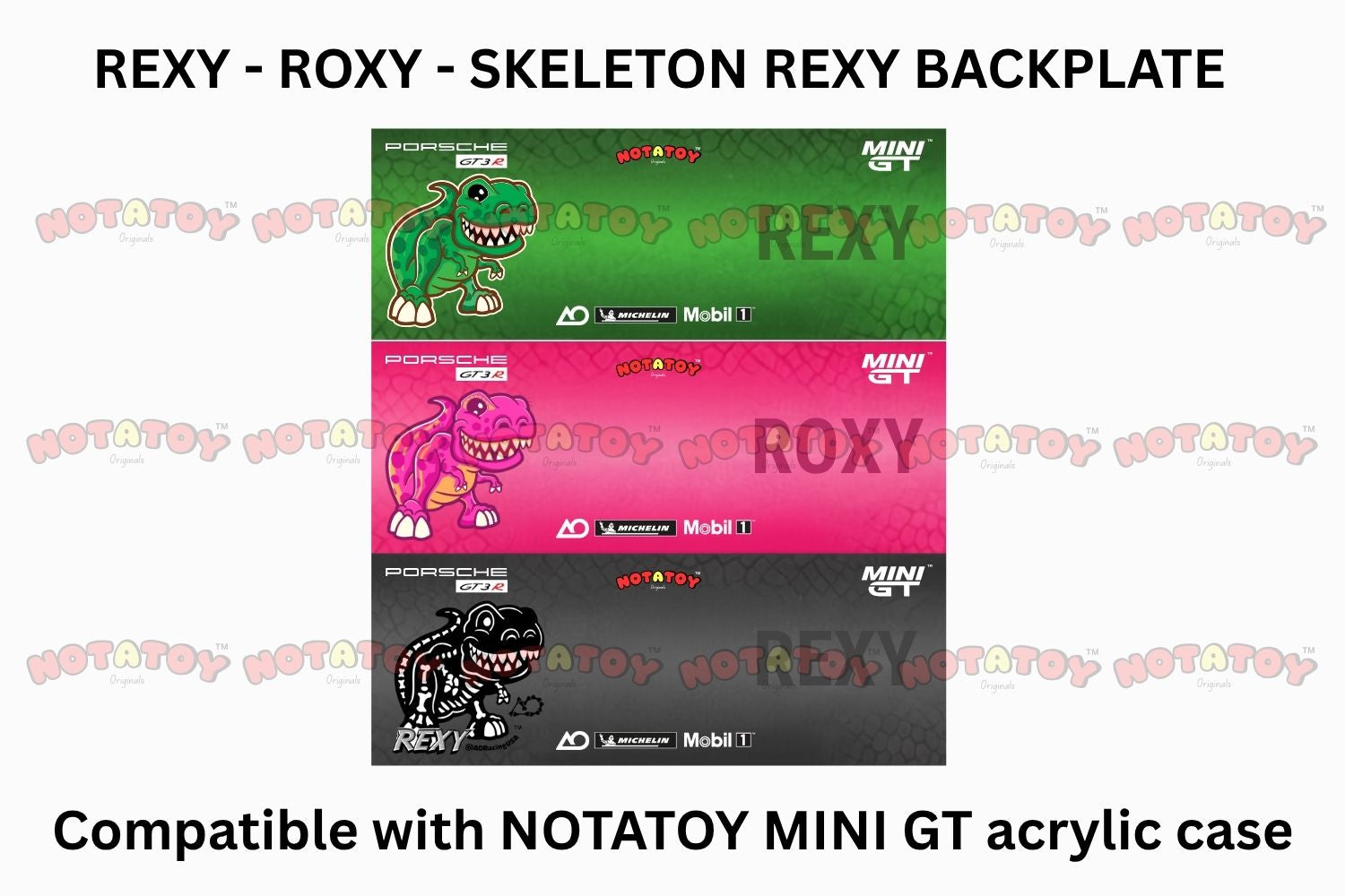 Notatoy Acrylic Display BACKPLATE AO RACING THEME compatible with notatoy mini GT acrylic display