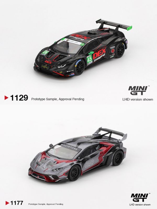 Mini GT Lamborghini Huracán GT3 EVO2 #45 No. 45 DEX Imaging  2024 IMSA Daytona 24 Hrs #1129 (BOX) + Mini GT LB★WORKS Lamborghini Huracán GT RONIN #1177 (BOX)