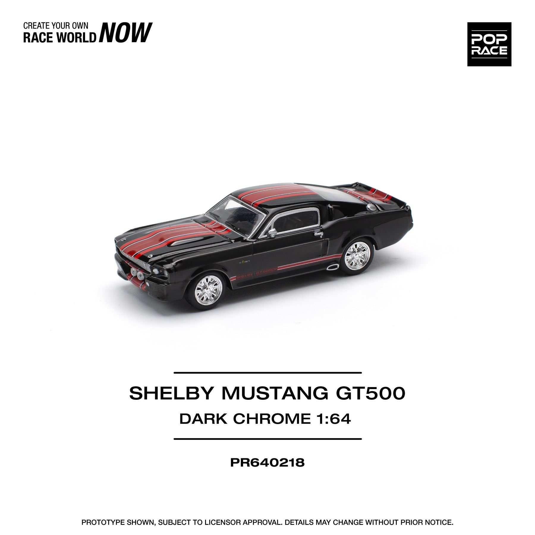 Pop Race SHELBY MUSTANG GT500 DARK CHROME #PR640218